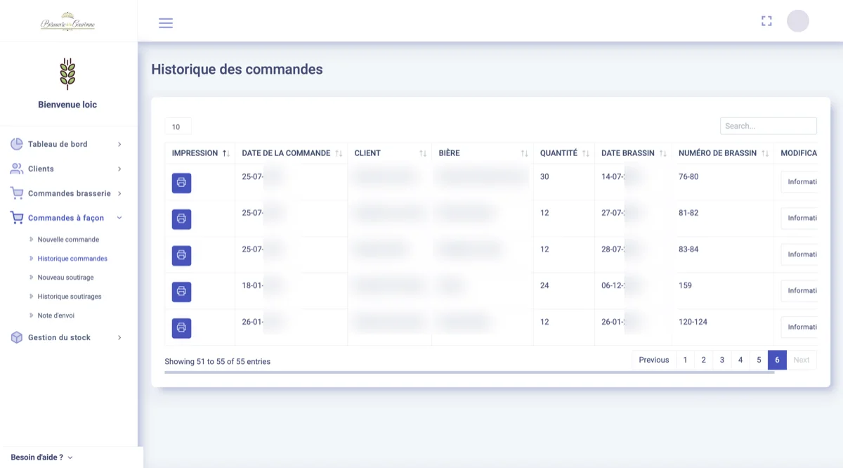 Application de gestion Brasserie