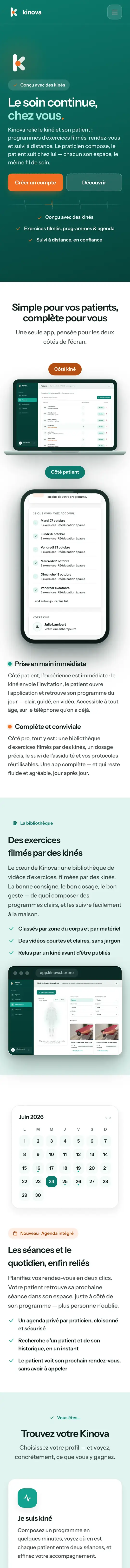 Le site Kinova, réalisé par Matys, sur un téléphone